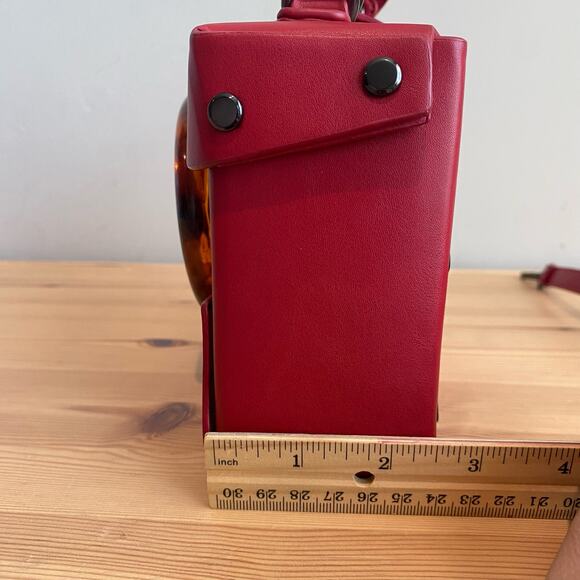 Like Dreams Agatha Mini Vegan Leather Structured Satchel Bag Red - Picture 16 of 16